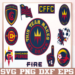 Bundle 12 Styles MLS Chicago Fire Soccer Team svg, Chicago Fire svg, MLS Teams svg, MLS Svg, Png, Dxf, Eps
