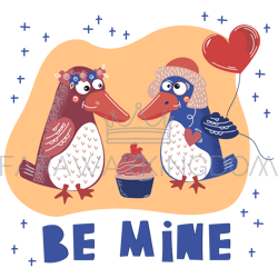 CRAZY LOVE Valentine Day Party Animal Vector Illustration Set
