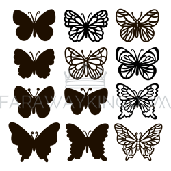 CUT BUTTERFLIES Monochrome Insect Sketch Vector Collection