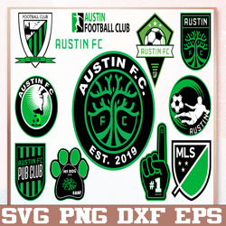 Bundle 12 Styles MLS Austin FC Soccer Team svg, Austin FC svg, MLS Teams svg, MLS Svg, Png, Dxf, Eps, Instant Download