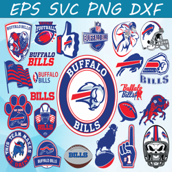 Bundle 24 Files Buffalo Bills Football team Svg, Buffalo Bills svg, NFL Teams svg, NFL Svg, Png, Dxf, Eps