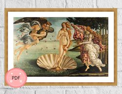 The Birth Of Venus, Cross Stitch Pattern , Sandro Botticelli , Pdf , Instant Download , Art Xstitch , Famous Painting