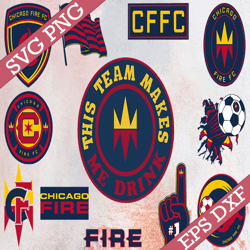 Bundle 12 Styles MLS Chicago Fire Soccer Team svg, Chicago Fire svg, MLS Teams svg, MLS Svg, Png, Dxf, Eps, Instant Down