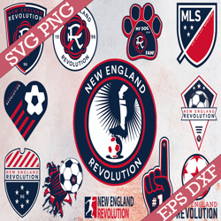 Bundle12 Styles MLS New England Revolution Soccer Team svg, New England Revolution svg, MLS Teams svg, MLS Svg, Png, Dxf