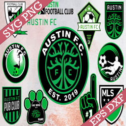 Bundle 12 Styles MLS Austin FC Soccer Team svg, Austin FC svg, MLS Teams svg, MLS Svg, Png, Dxf, Eps, Instant Download