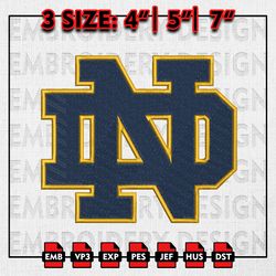 Notre Dame Fighting Irish Embroidery file, NCAAF teams Embroidery Designs, College Football, Machine Embroidery