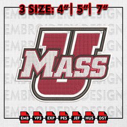 UMass Minutemen Embroidery file, NCAAF teams Embroidery Designs, College Football, Machine Embroidery