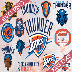 Bundle 25 Files Oklahoma City Thunder Basketball Team svg, Oklahoma City Thunder svg, NBA Teams Svg, NBA Svg, Png, Dxf