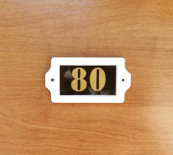 Plastic address number sign 80 rectangular door plate vintage
