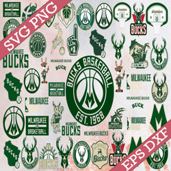 Bundle 46 Files Milwaukee Bucks Basketball Team SVG, Milwaukee Bucks svg, NBA Teams Svg, NBA Svg, Png, Dxf, Eps, Instant