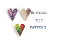 Heart  pattern for beading - Brick stitch pattern for earrings - Instant download. Valentines day