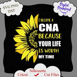 I Became a CNA Because Your Life Is Worth My Time Funny Certified Nursing Assistant Silhouette SVG PNG, CNA svg, CNA png