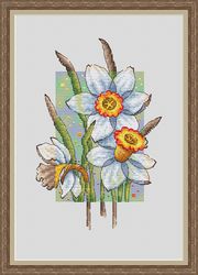 Daffodils Cross Stitch Pattern Flower Cross Stitch Pattern Spring Cross Stitch Pattern Easter Cross Stitch Pattern