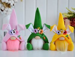 Set of three Easter bunnies gnomes