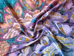 A large square silk scarf with butterflies. Silk scarf hand-painted. Luxury silk scarf.