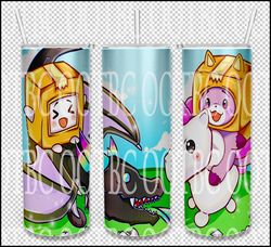 Boxy and Foxy riding a dragon and unicorn - Lankybox 20oz and 30oz Sublimation Tumbler wrap PNG