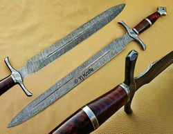 Custom Hand Forged, Damascus Steel Functional Sword 29 inches, Viking Sword, Swords Battle Ready, With Sheath