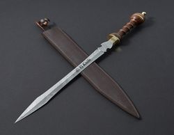 Custom Hand Forged, Damascus Steel Functional Sword 32 inches, Roman Gladius Sword, Swords Battle Ready, With Sheath