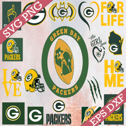 Bundle 19 Files Green Bay Packers Football team Svg, Green Bay Packers Svg, NFL Teams svg, NFL Svg, Png, Dxf, Eps, Insta