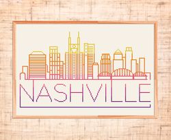 Nashville cross stitch pattern PDF Modern cross stitch Easy cross stitch Travel City cross stitch Skyline Silhouette