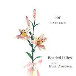 Beaded Flowers pattern | Lilies | Seed bead patterns | Beadwork pattern | Digital Download - PDF