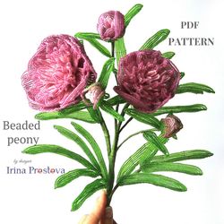Beaded Flowers pattern | Peony | Seed bead patterns | Beadwork pattern | Digital Download - PDF