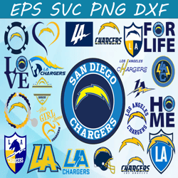 Bundle 24 Files Los Angeles Chargers Football team Svg, Los Angeles Chargers Svg, NFL Teams svg, NFL Svg, Png, Dxf, Eps