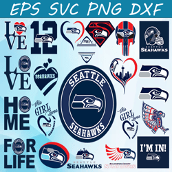 Bundle 22 Files Seattle Seahawks Football team Svg, Seattle Seahawks Svg, NFL Teams svg, NFL Svg, Png, Dxf, Eps