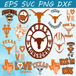 Bundle 18 Files Texas Long Horns Football Team svg, Texas Long Horns svg, NCAA Teams svg, NCAA Svg, Png, Dxf, Eps