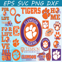 Bundle 25 Files Clemson Tigers Football Teams svg, Clemson Tigers svg, N C A A Teams svg, N C A A Svg, Png, Dxf, Eps