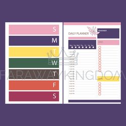 DAILY PLANNER HALLOWEEN Template Page Vector Illustration Set