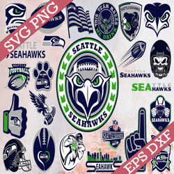 Bundle 25 Files Seattle Seahawks Football team Svg, Seattle Seahawks Svg, NFL Teams svg, NFL Svg, Png, Dxf, Eps, Instant