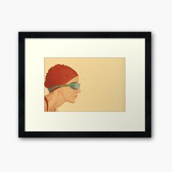 Digital drawing of a swimmer from the "Green Swim Goggles" series