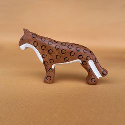 wooden animal figurine - wooden jaguar toy - wooden animals toys - wooden jaguar figurine - small baby gift