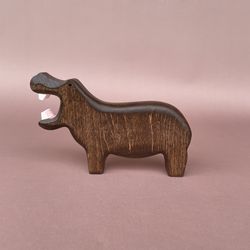 Wooden hippo figurines - Wooden toys - Wooden animal figurines - Hippo toy - Wood African animals toys