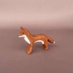 Wooden fox figurine - Fox toy - Wooden animal figurines - Woodland animals - Baby gift - Natural wooden toys