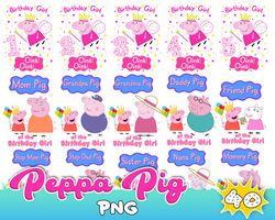 Peppa Pig Bundle Png, Peppa Pig Family Png, Peppa Pig Birthday Girl Png, Peppa Pig Clipart Bundle