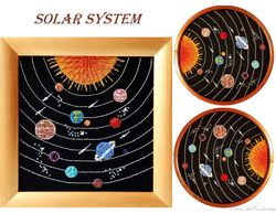Solar System Embroidery Pattern. Embroidery Design Galaxy Planets. Space Theme. Space Cross Stitch.  Beginner Embroidery