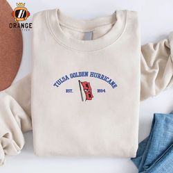 Tulsa Golden Hurricane Embroidered Sweatshirt, NCAAF Embroidered Shirt, Tulsa Golden Hurricane Logo, Embroidered Hoodie