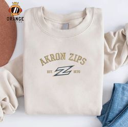 Akron Zips Embroidered Sweatshirt, NCAAF Embroidered Shirt, Akron Zips Logo, Embroidered Hoodie, Unisex Shirts
