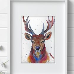 Deer painting Watercolor Wall Decor home art animals painting by Anne Gorywine