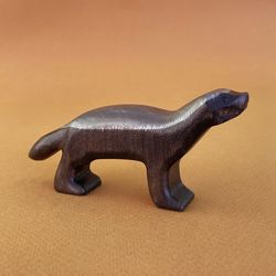 Wooden honey badger figurine - Handmade wooden toys - Wooden animals toy - Forest small world play - Kids gift ideas
