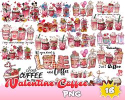 Valentine Coffee Bundle Png, Coffee Drink Valentine's Day Png, Disney Valentine Coffee Png