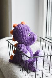 Personalized dinosaur plush toy, baby dino stuffed animals, crocheted dinosaur baby shower gifts