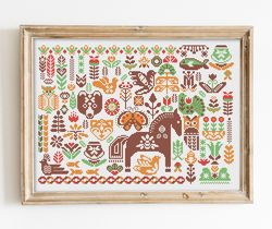 Hygge green forest for cross stitch pattern
