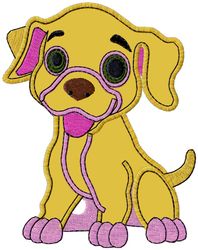 Embroidery design of a children's dog applique. Suitable for all embroidery machines. Embroidery design of a dog appliqu