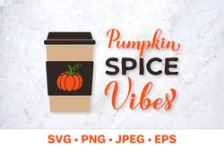 Pumpkin Spice Vibes hand lettered SVG. Coffee Latte Cup