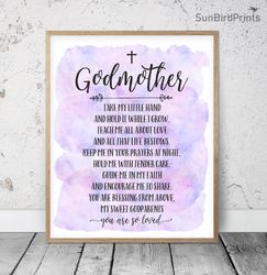 Take My Little Hand, Godmother Thank You Printable Wall Art, Appreciation Gifts, Godmother Gift From Baby,  Baptism Gift