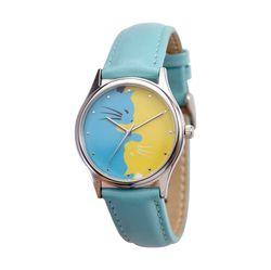 Yin and Yang Cat Watch Blue and Yellow Personalized Gifts Free Shipping Worldwide
