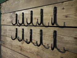 Set of 10 hand forged small hooks, Towel, Mug, Bag, Coat, Rack, Hanger, Holder. Wrought iron, Blacksmith, Metal decor